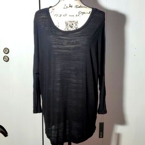 Apt.9- Women's Black Semi sheer scoop neck 3/4 sleeve blouse Sz.XL